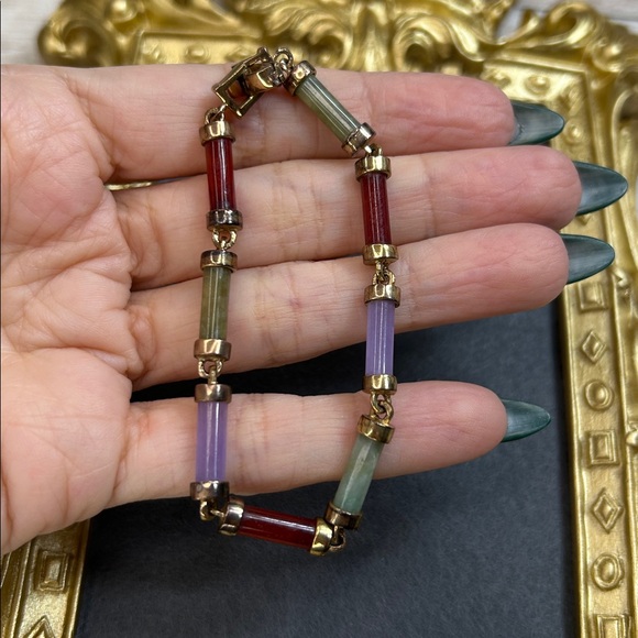 Multicolor Jade and 925 Bracelet - Picture 6 of 7